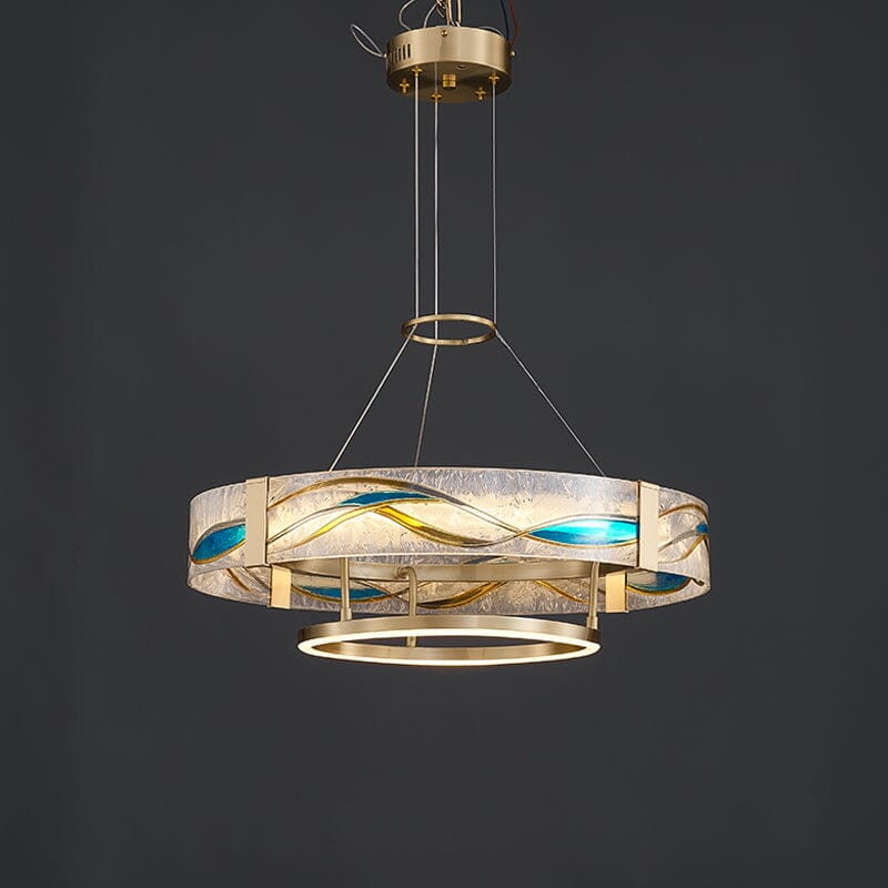 AVELIS-Enamel Round Brass Chandelier-ZENDUCE