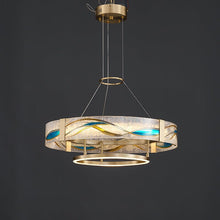 AVELIS-Enamel Round Brass Chandelier-ZENDUCE