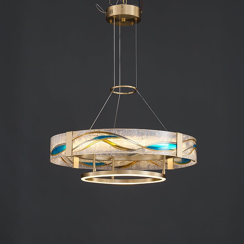 AVELIS-Enamel Round Brass Chandelier-ZENDUCE