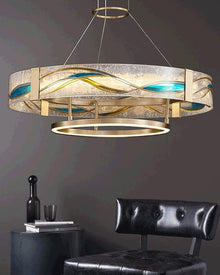 AVELIS-Enamel Round Brass Chandelier-ZENDUCE