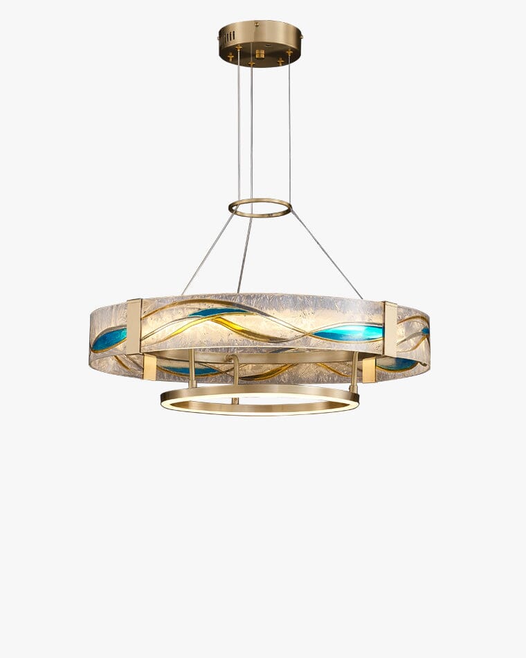 AVELIS-Enamel Round Brass Chandelier-ZENDUCE