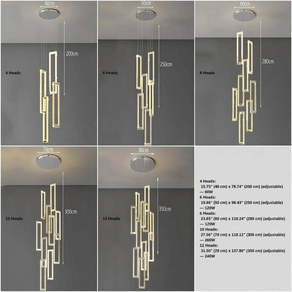 AVELYN-Rectangular Crystal Chandelier-ZENDUCE