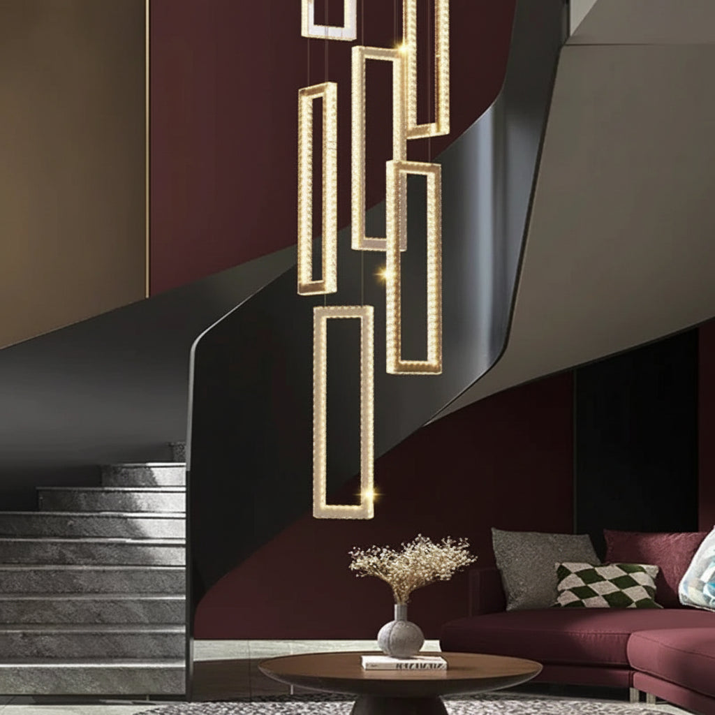 AVELYN-Rectangular Crystal Chandelier-ZENDUCE
