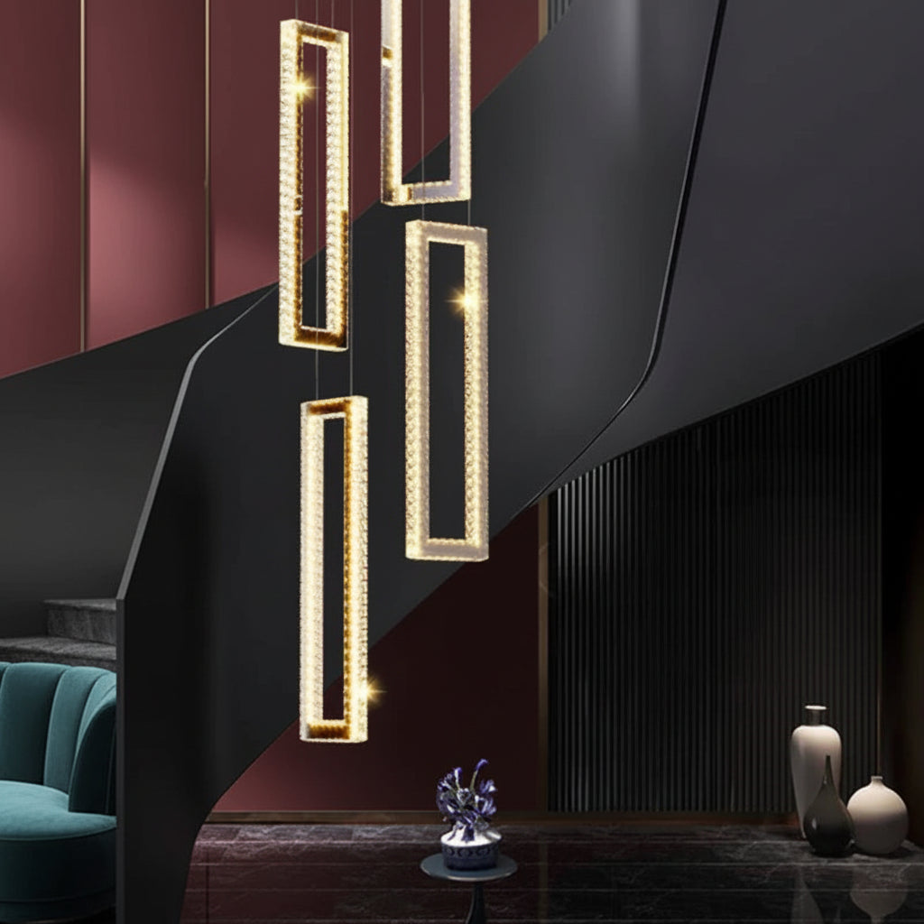 AVELYN-Rectangular Crystal Chandelier-ZENDUCE