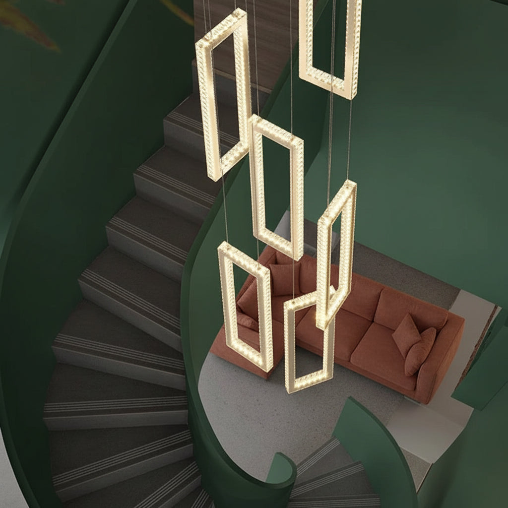AVELYN-Rectangular Crystal Chandelier-ZENDUCE