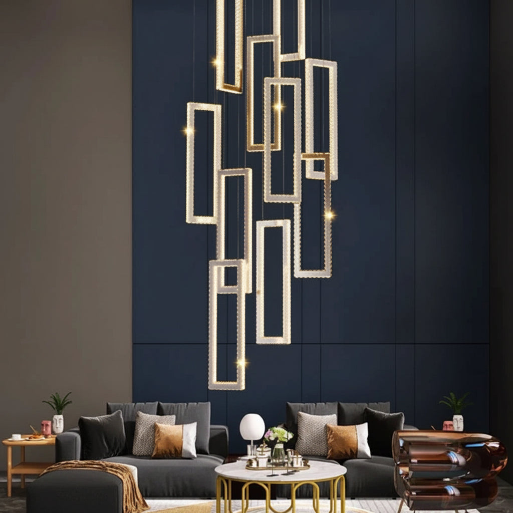 AVELYN-Rectangular Crystal Chandelier-ZENDUCE