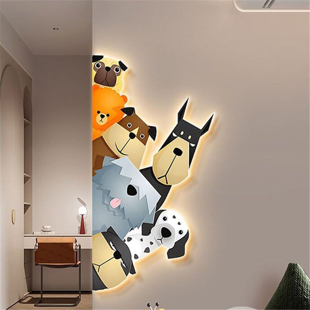 Animal Murals Led Wall Lamp With Plug Wire For Kids Room - ZENDUCE - Style C