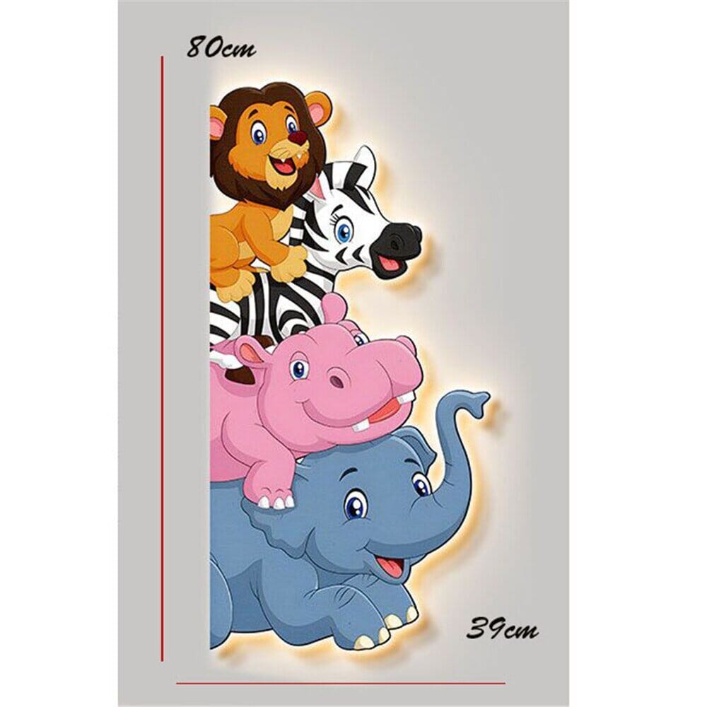 Animal Murals Led Wall Lamp With Plug Wire For Kids Room - ZENDUCE - Style A