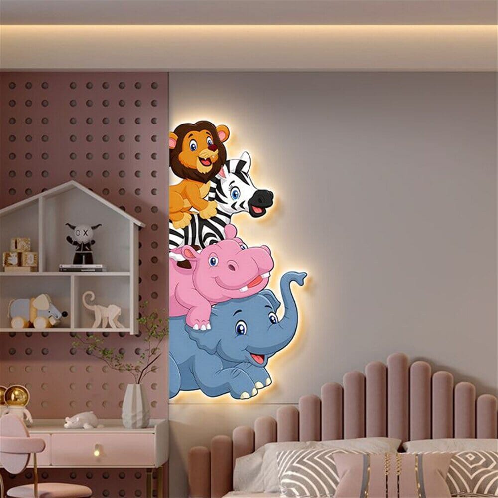 Animal Murals Led Wall Lamp With Plug Wire For Kids Room - ZENDUCE - Style A