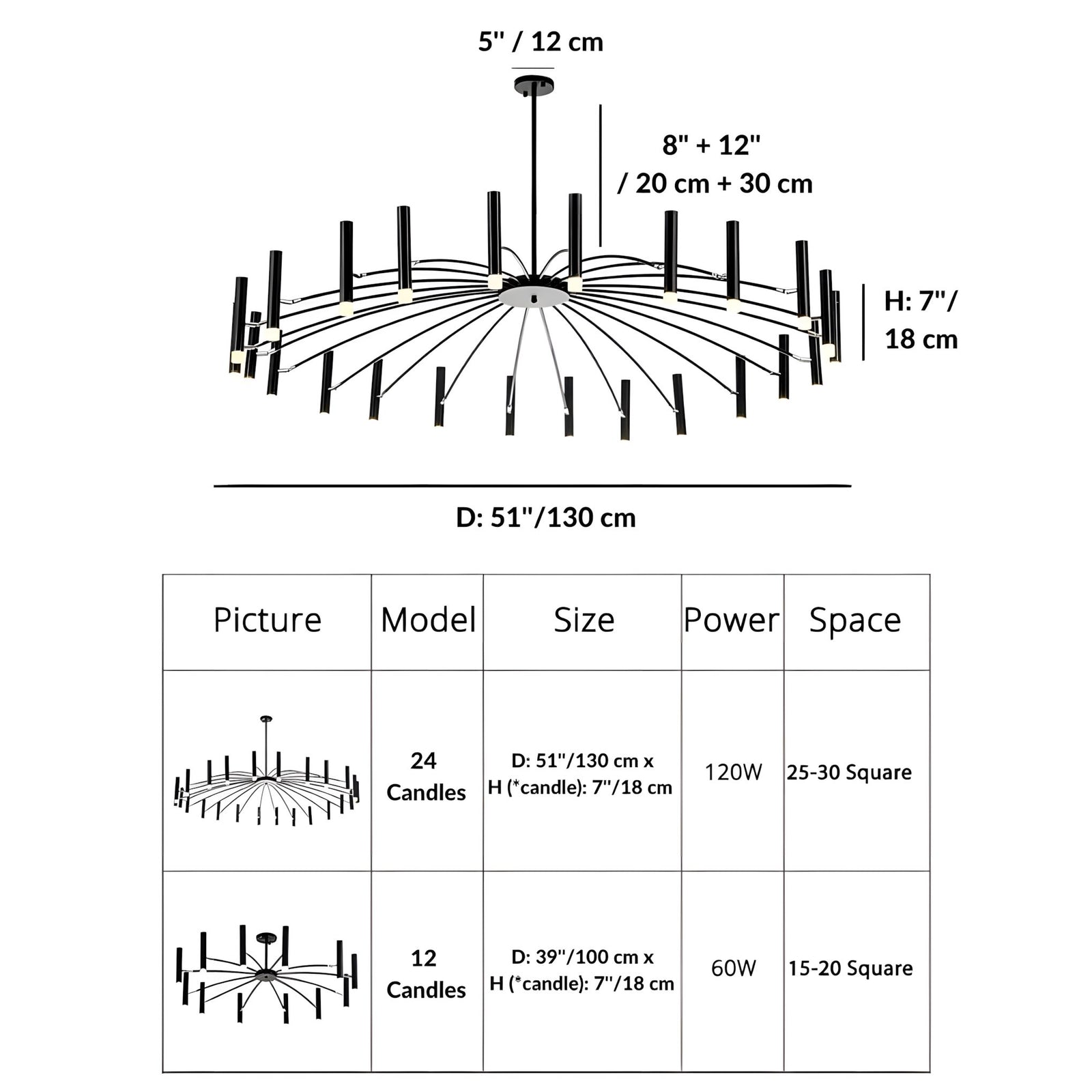 BLOOM - ZENDUCE - 12 Candles / Black / Warm White