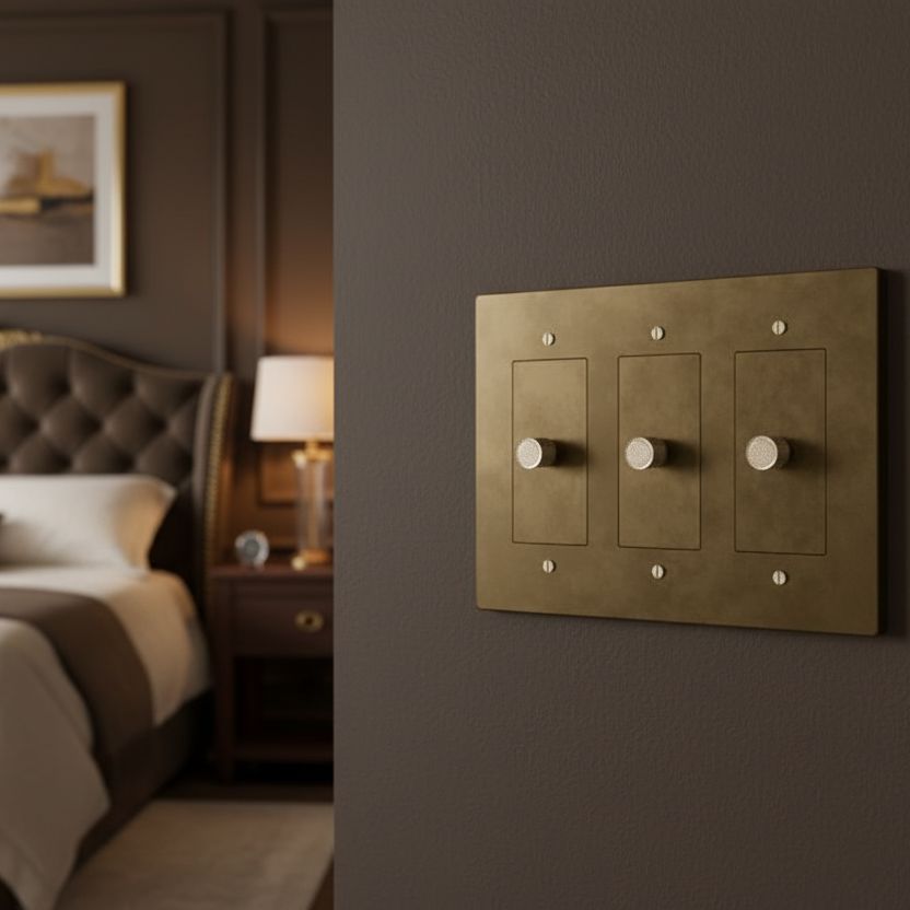 Brass 3-way Rotary Dimmer Switch-Modern Rotary LED Dimmer Wall Switch (1–5 Gang)-ZENDUCE