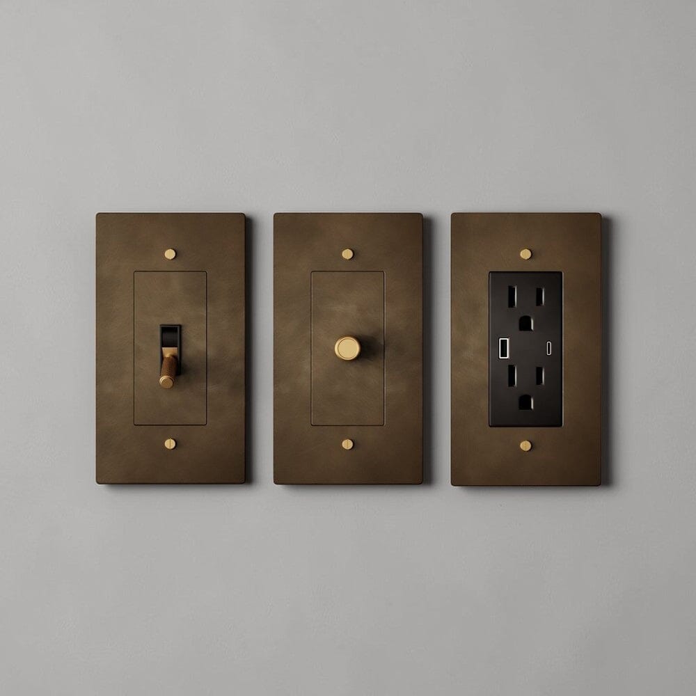 Brass Electrical Sample Kit-Modern Decorative Electrical Wall Switch & USB Outlet Plate-ZENDUCE