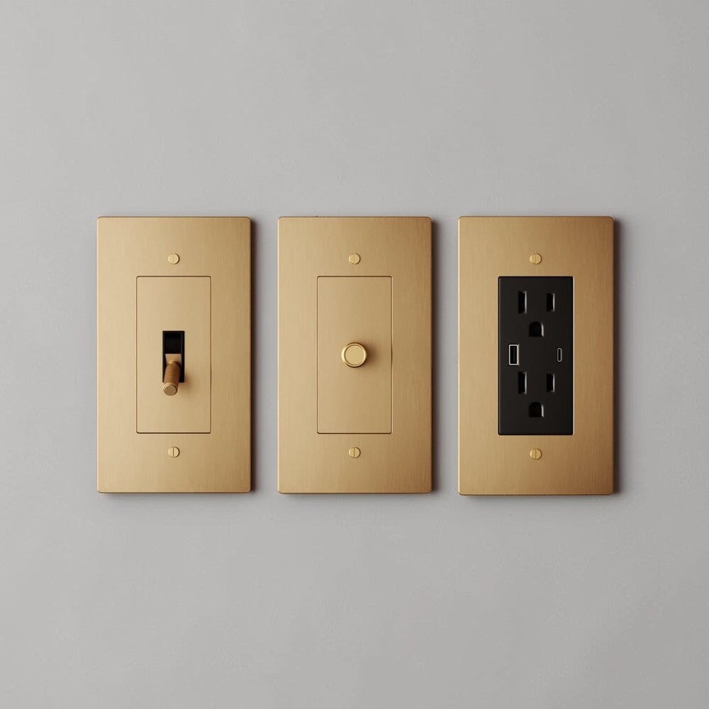 Brass Electrical Sample Kit-Modern Decorative Electrical Wall Switch & USB Outlet Plate-ZENDUCE