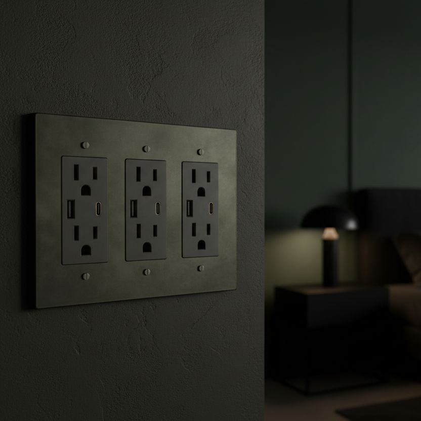 Brass Outlet-Modern Multi-Gang Designer Wall Outlet-ZENDUCE