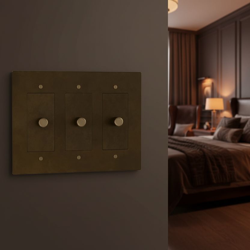 Brass Rotary Light Switch-Modern Rotary LED Dimmer Wall Switch (1–5 Gang)-ZENDUCE