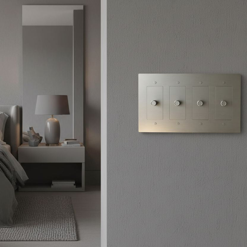 Brass Rotary Light Switch-Modern Rotary LED Dimmer Wall Switch (1–5 Gang)-ZENDUCE