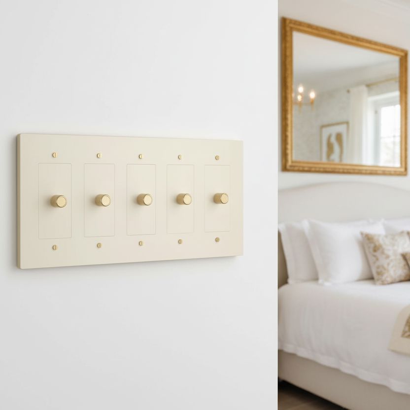 Brass Rotary Light Switch-Modern Rotary LED Dimmer Wall Switch (1–5 Gang)-ZENDUCE