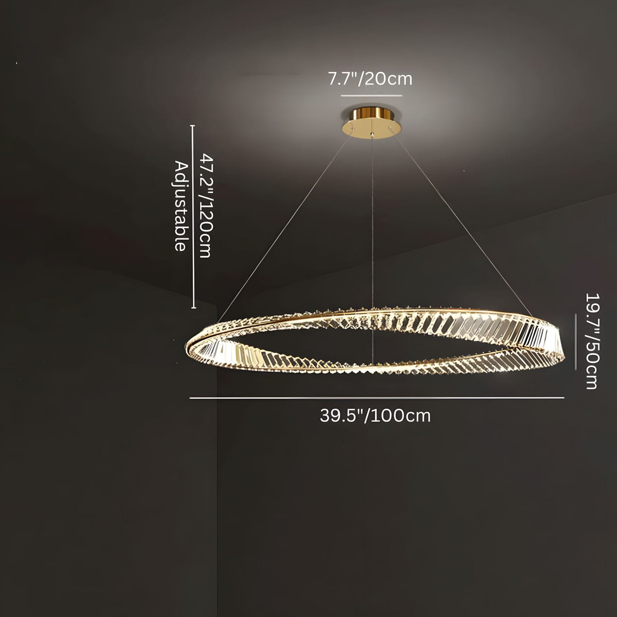 CHARIS (OPEN BOX)-Pendant Crystal Dimmable Light -ZENDUCE