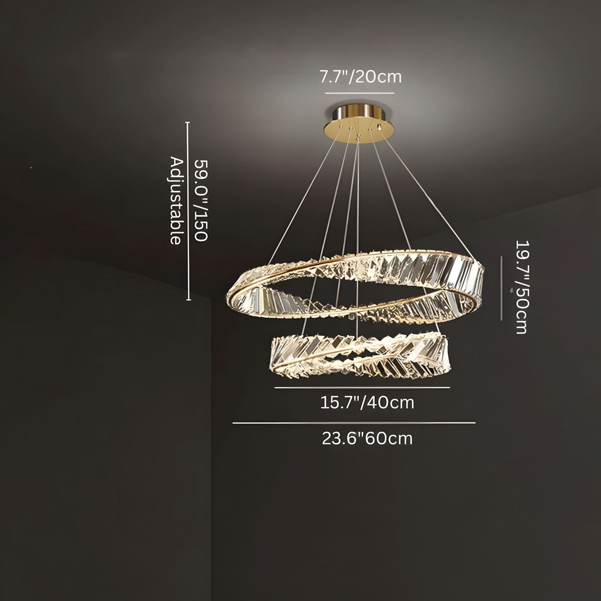 CHARIS (OPEN BOX)-Pendant Crystal Dimmable Light -ZENDUCE