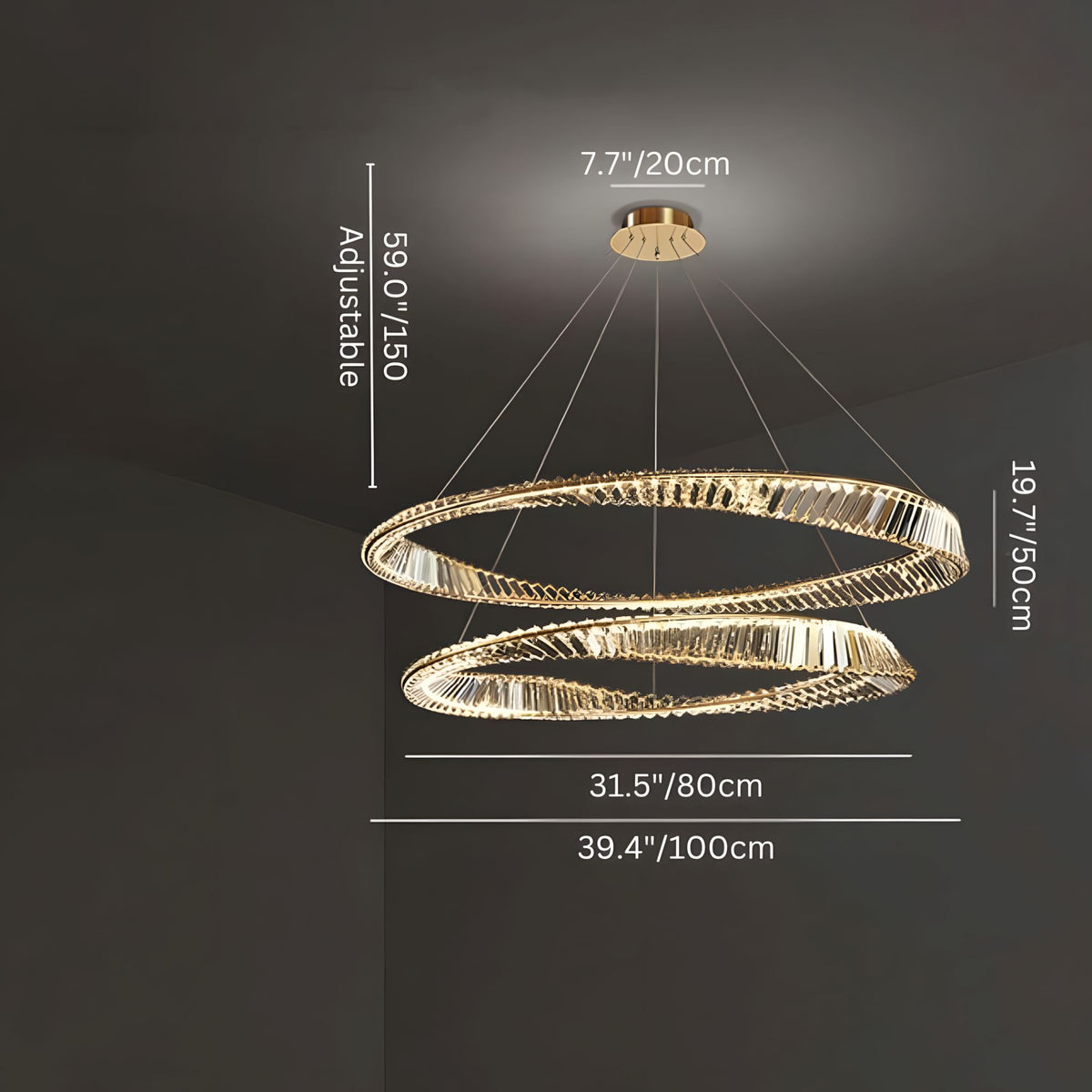CHARIS (OPEN BOX)-Pendant Crystal Dimmable Light -ZENDUCE
