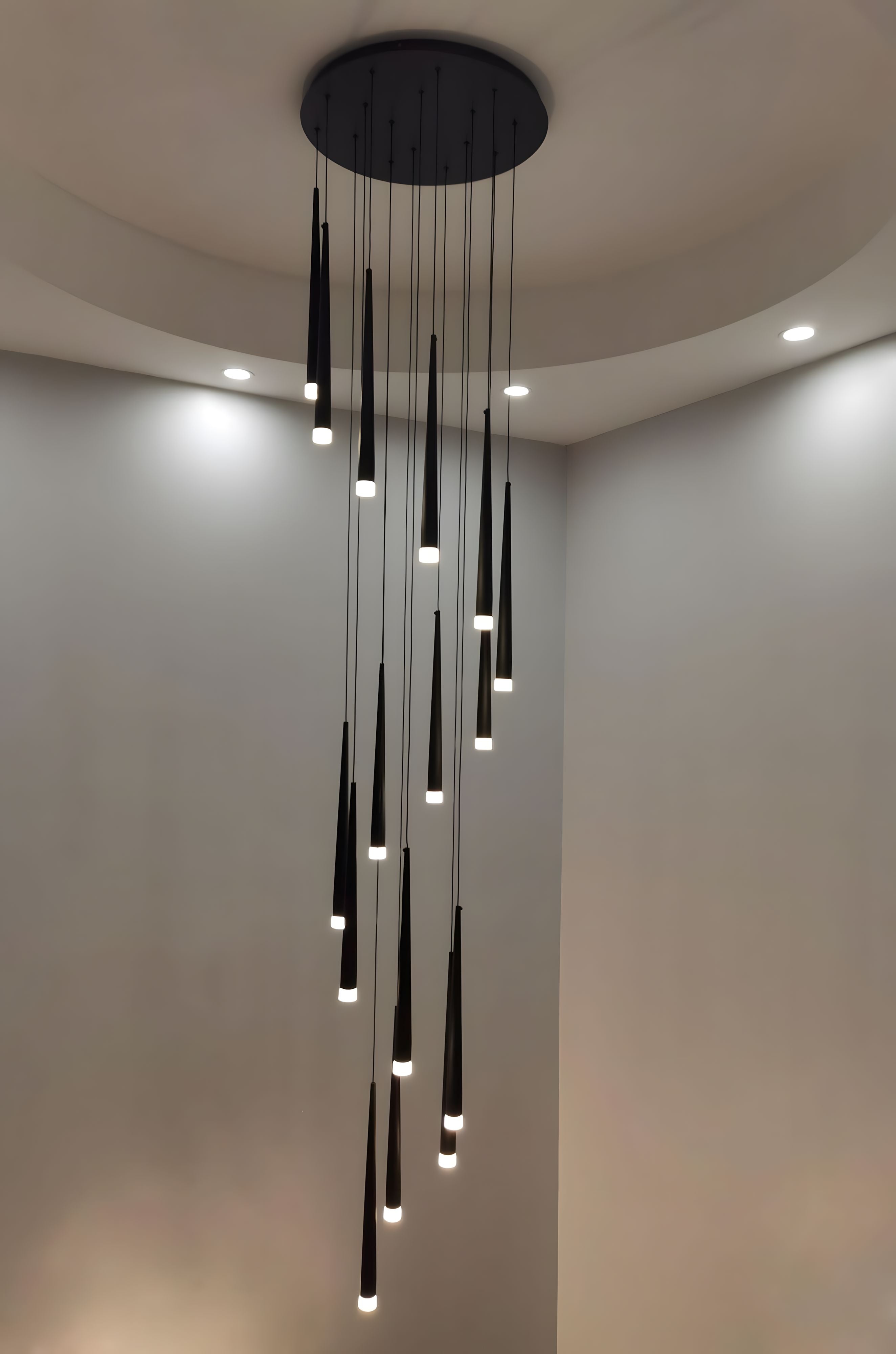 CINDRA-Minimalist Acrylic Staircase Chandelier-ZENDUCE