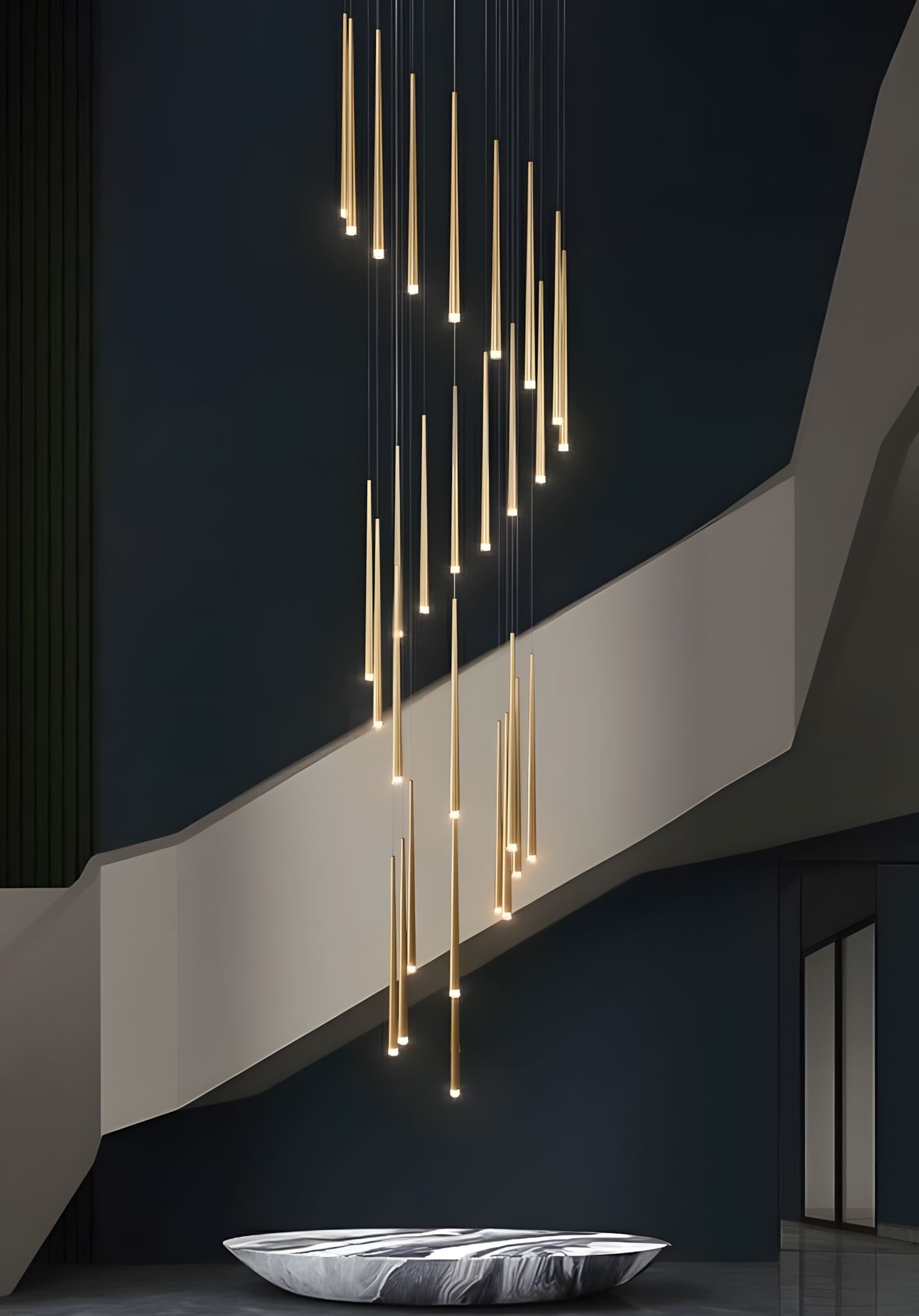 CINDRA-Minimalist Acrylic Staircase Chandelier-ZENDUCE