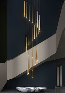 CINDRA-Minimalist Acrylic Staircase Chandelier-ZENDUCE
