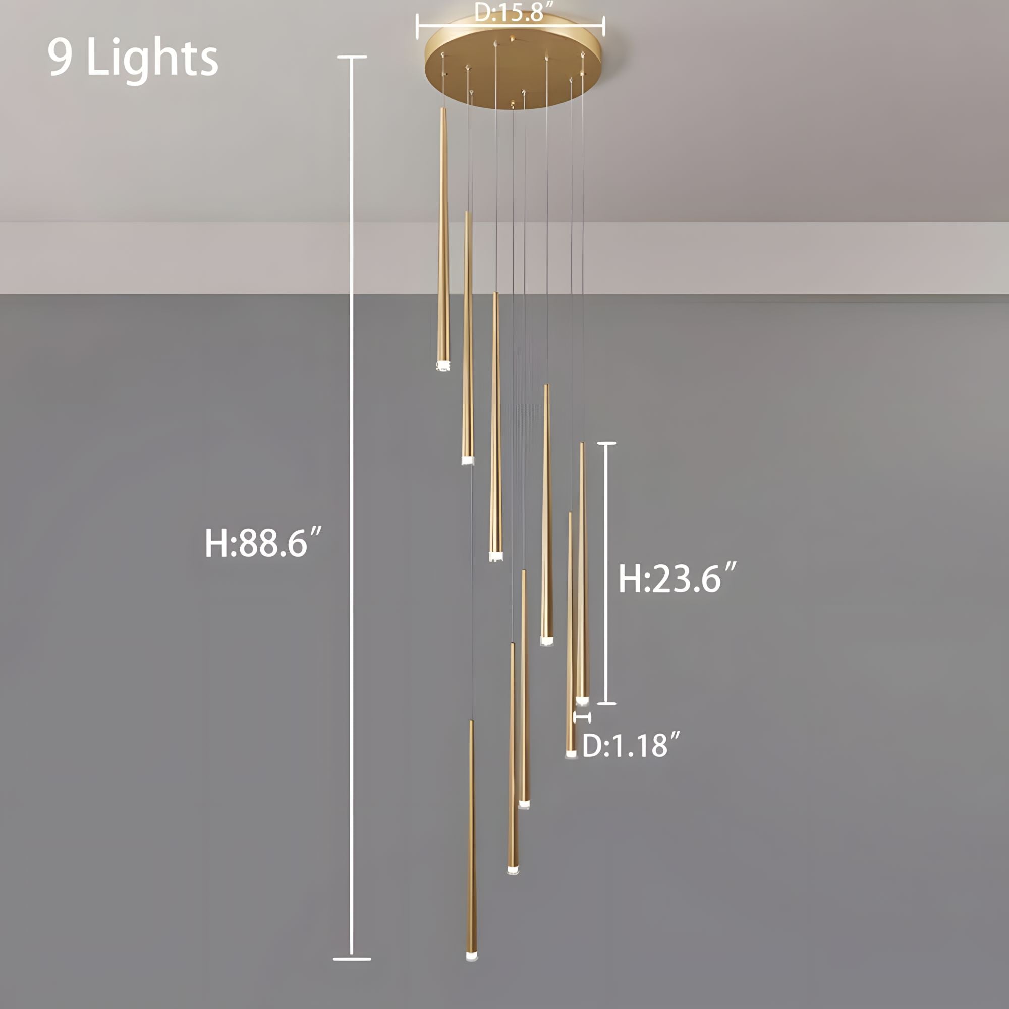CINDRA-Minimalist Acrylic Staircase Chandelier-ZENDUCE