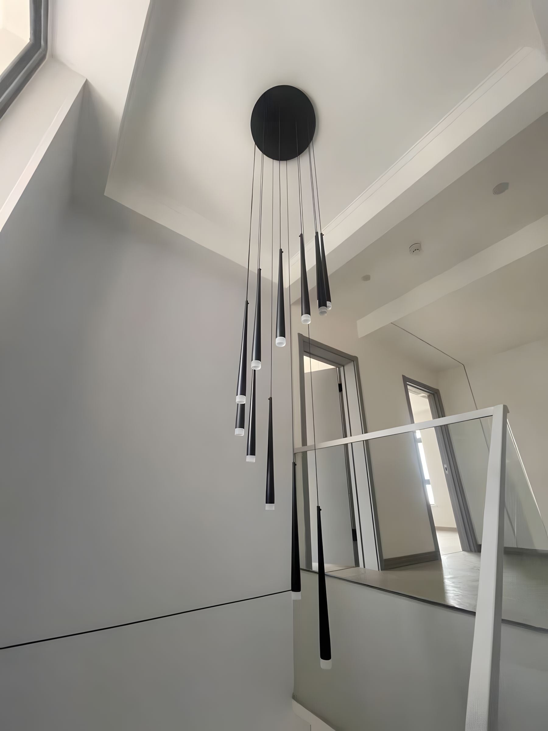 CINDRA-Minimalist Acrylic Staircase Chandelier-ZENDUCE