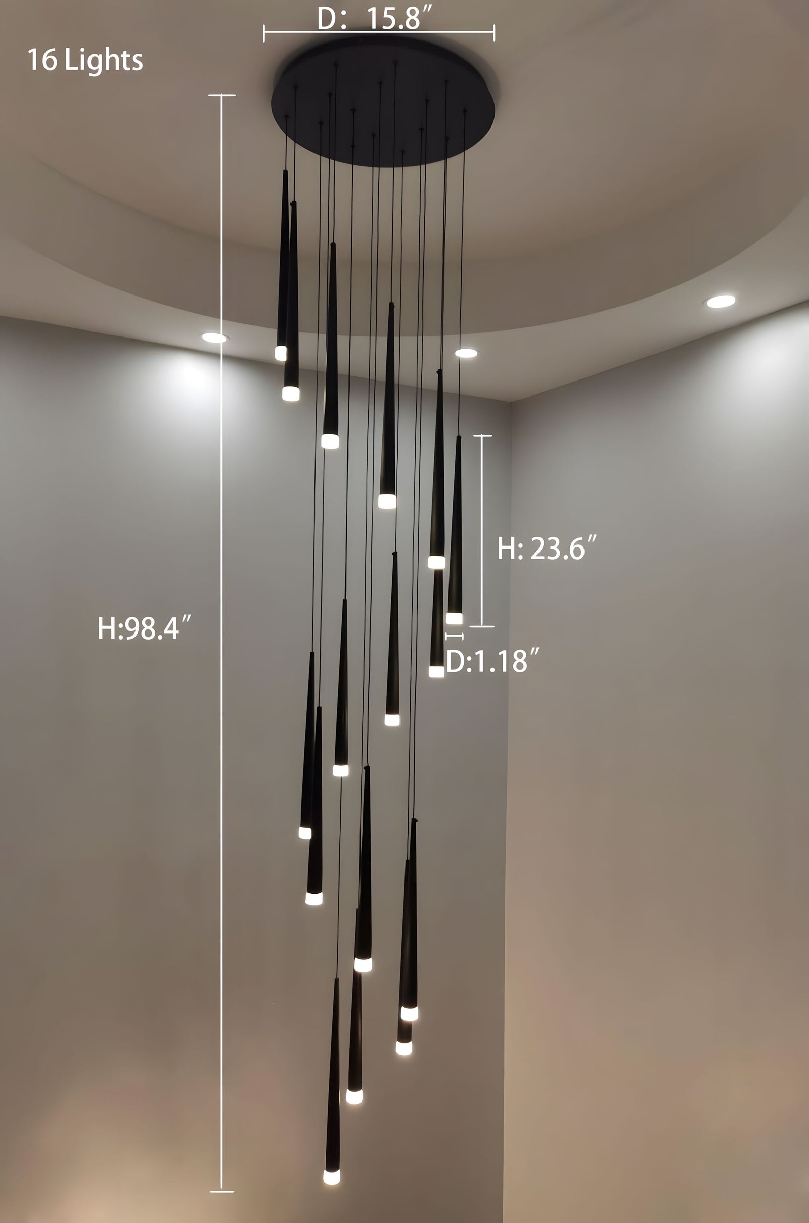 CINDRA-Minimalist Acrylic Staircase Chandelier-ZENDUCE