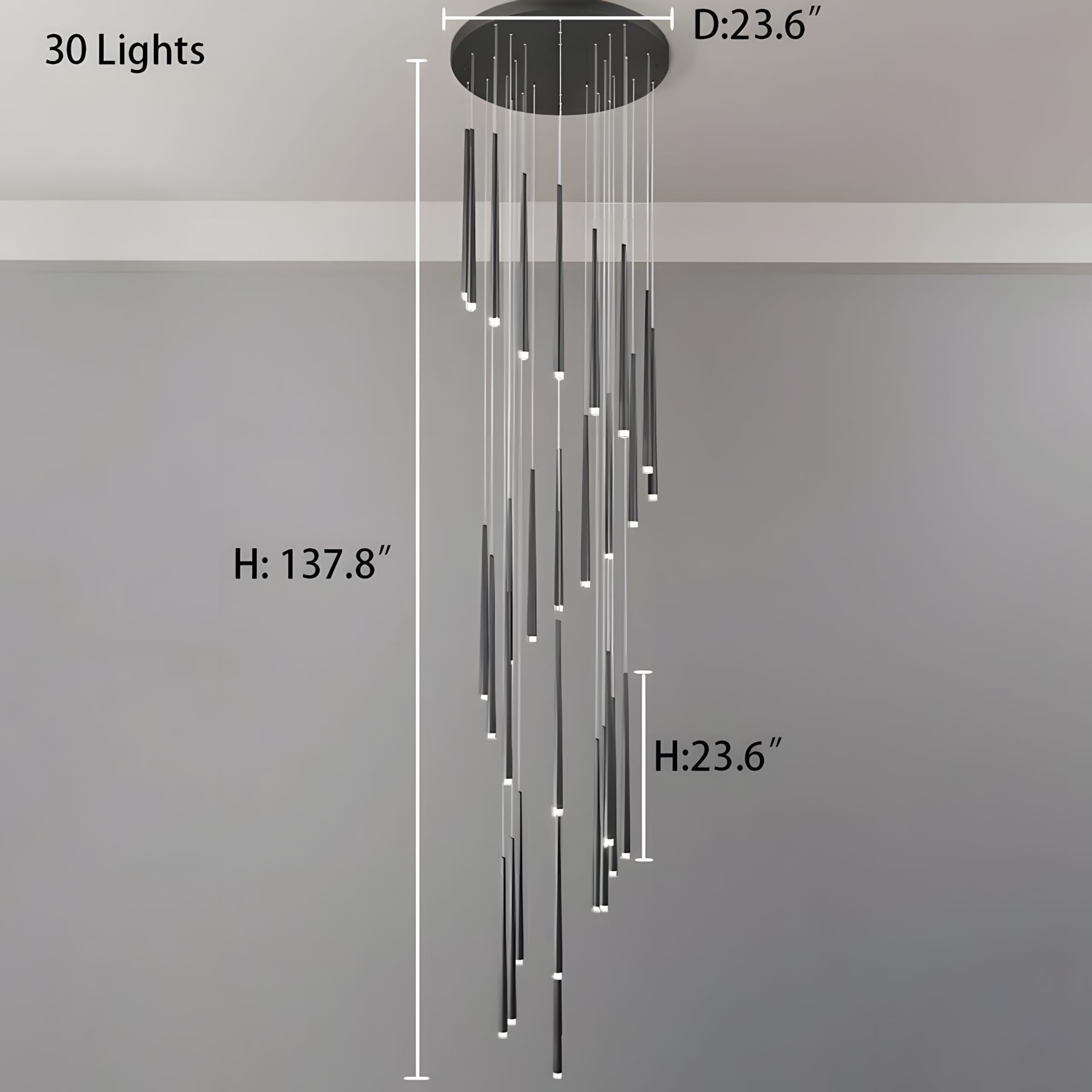 CINDRA-Minimalist Acrylic Staircase Chandelier-ZENDUCE