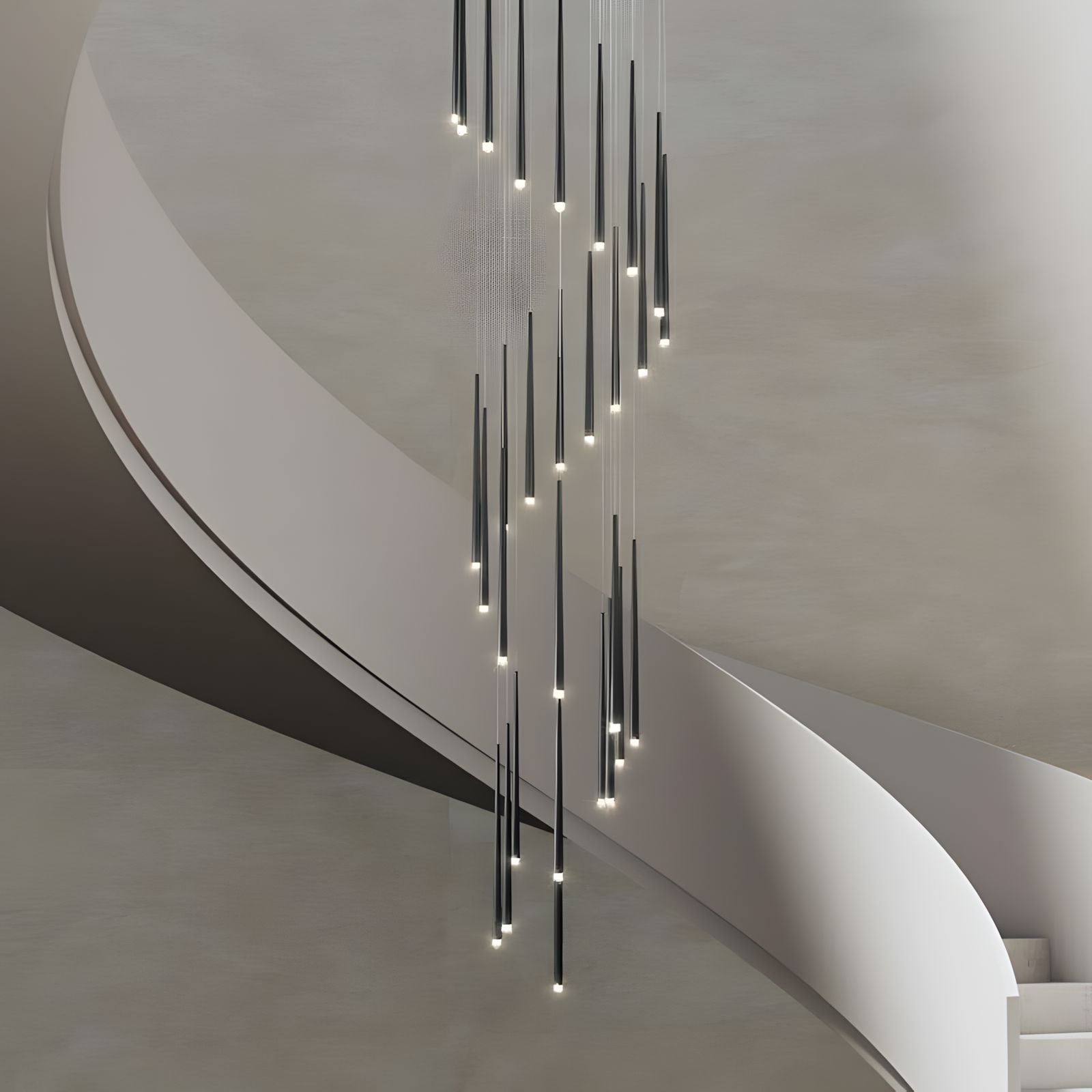 CINDRA-Minimalist Acrylic Staircase Chandelier-ZENDUCE