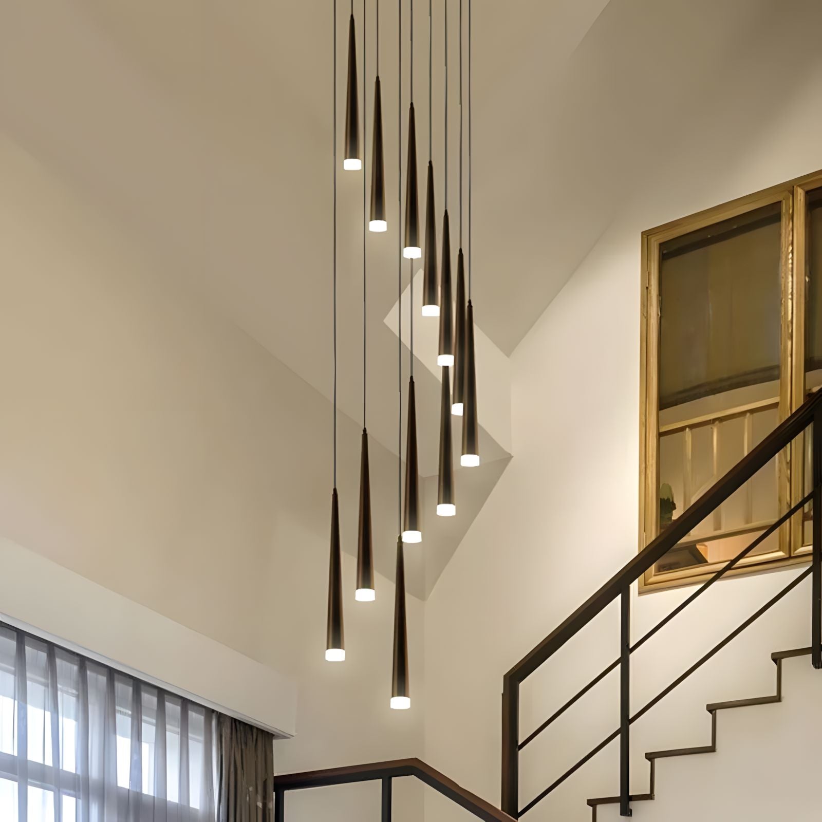 CINDRA-Minimalist Acrylic Staircase Chandelier-ZENDUCE