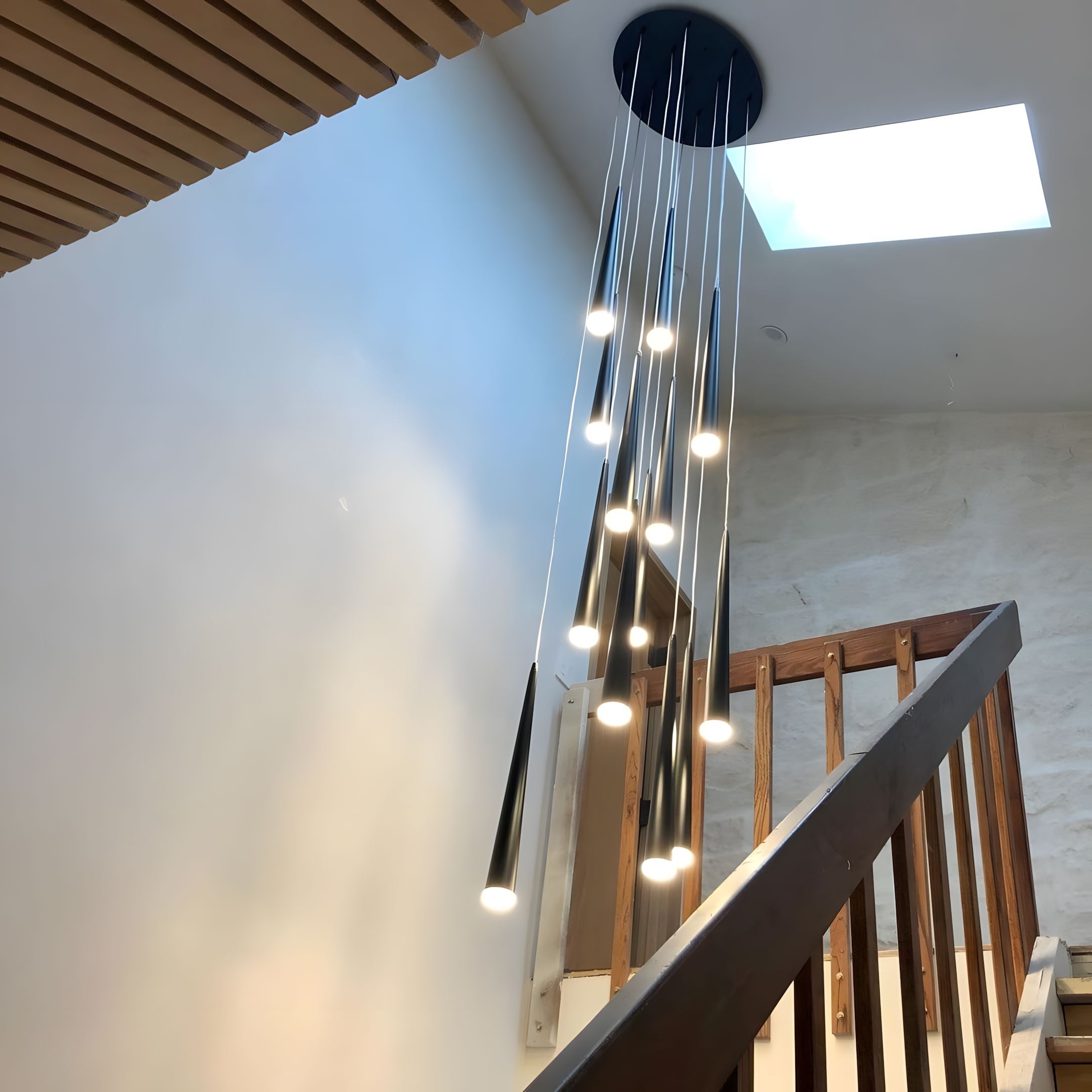 CINDRA-Minimalist Acrylic Staircase Chandelier-ZENDUCE