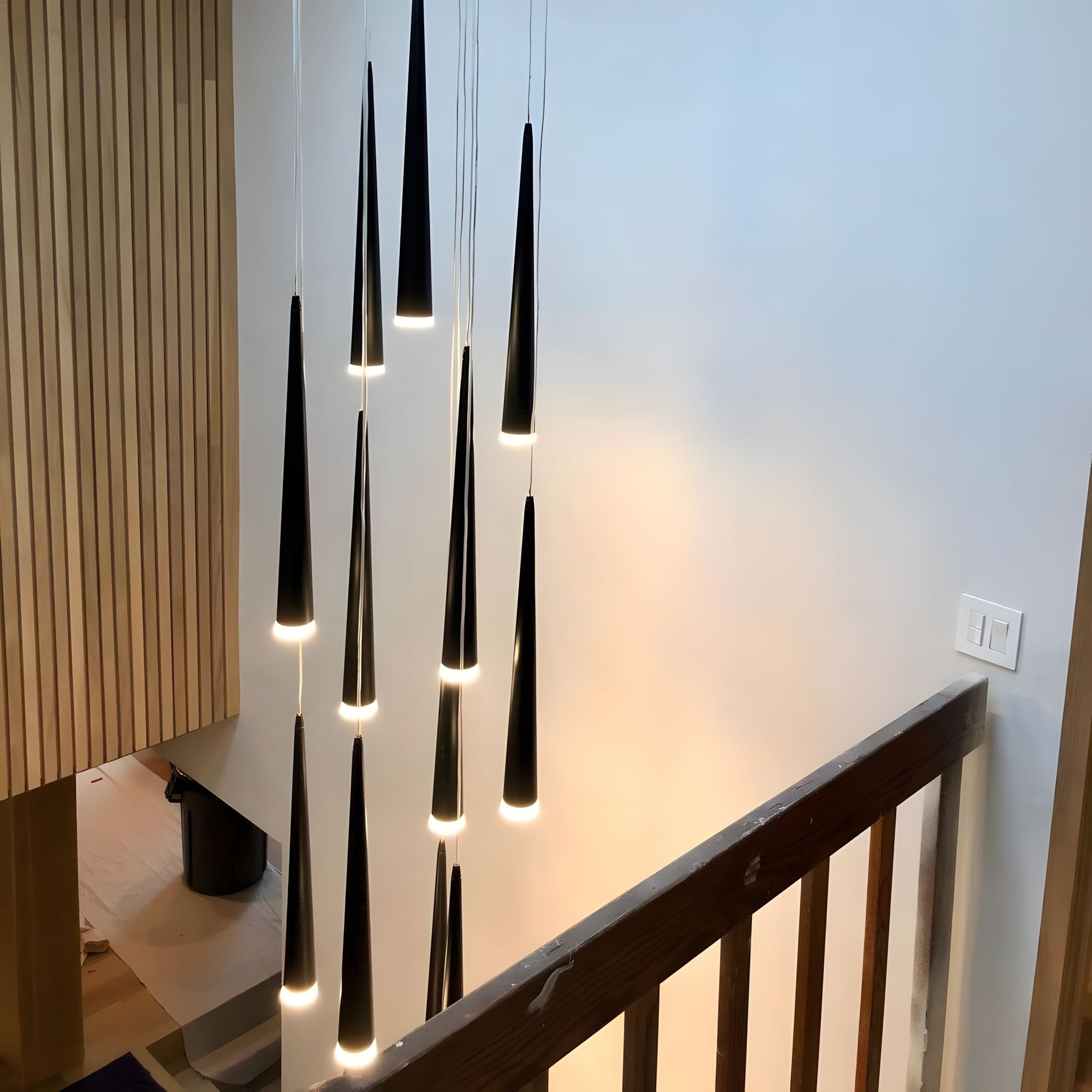 CINDRA-Minimalist Acrylic Staircase Chandelier-ZENDUCE