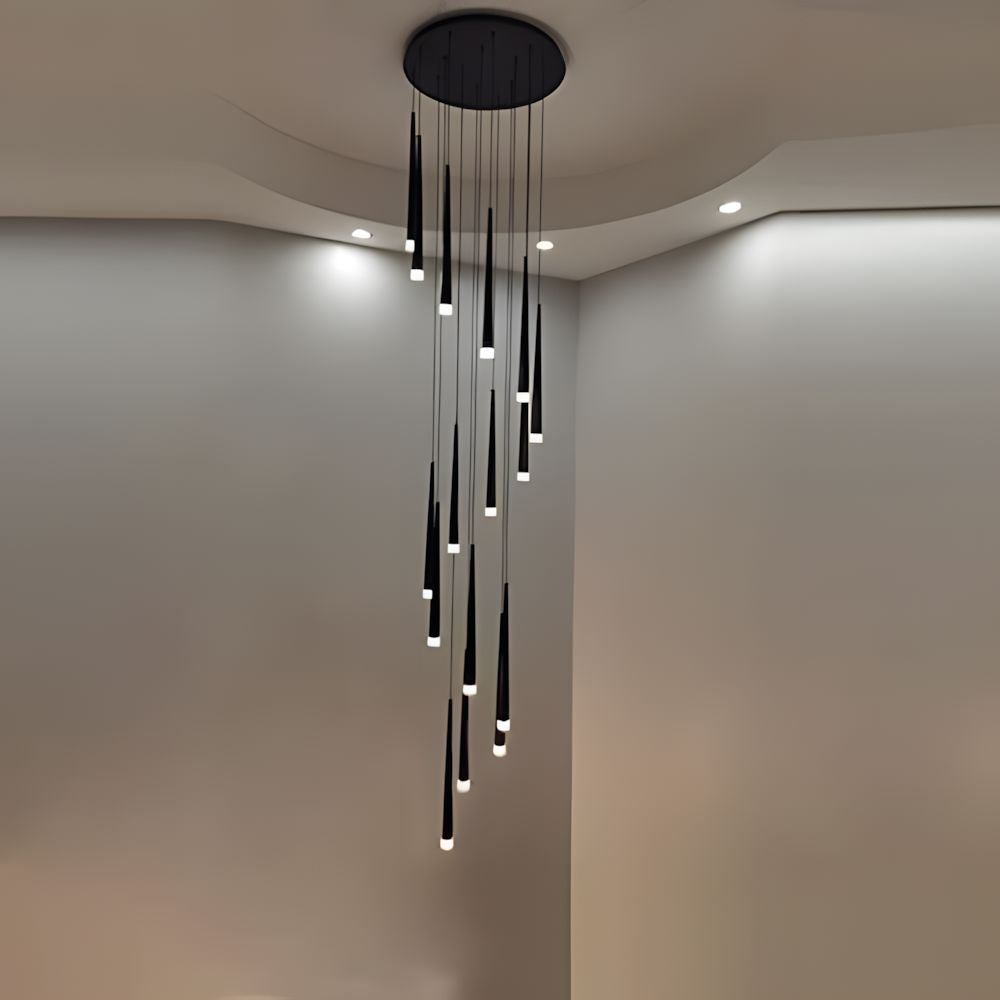 CINDRA-Minimalist Acrylic Staircase Chandelier-ZENDUCE