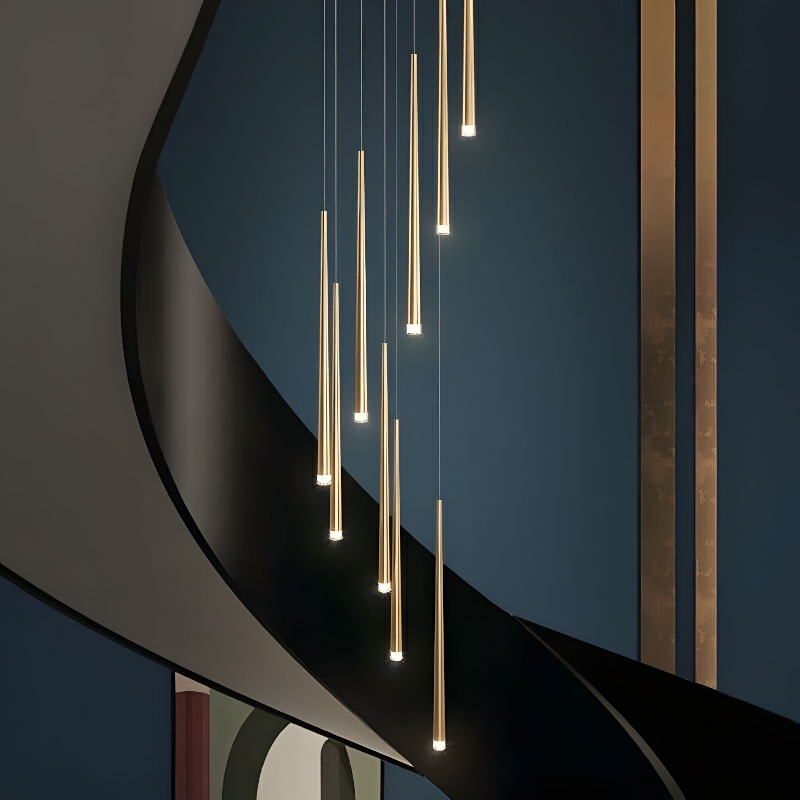 CINDRA-Minimalist Acrylic Staircase Chandelier-ZENDUCE
