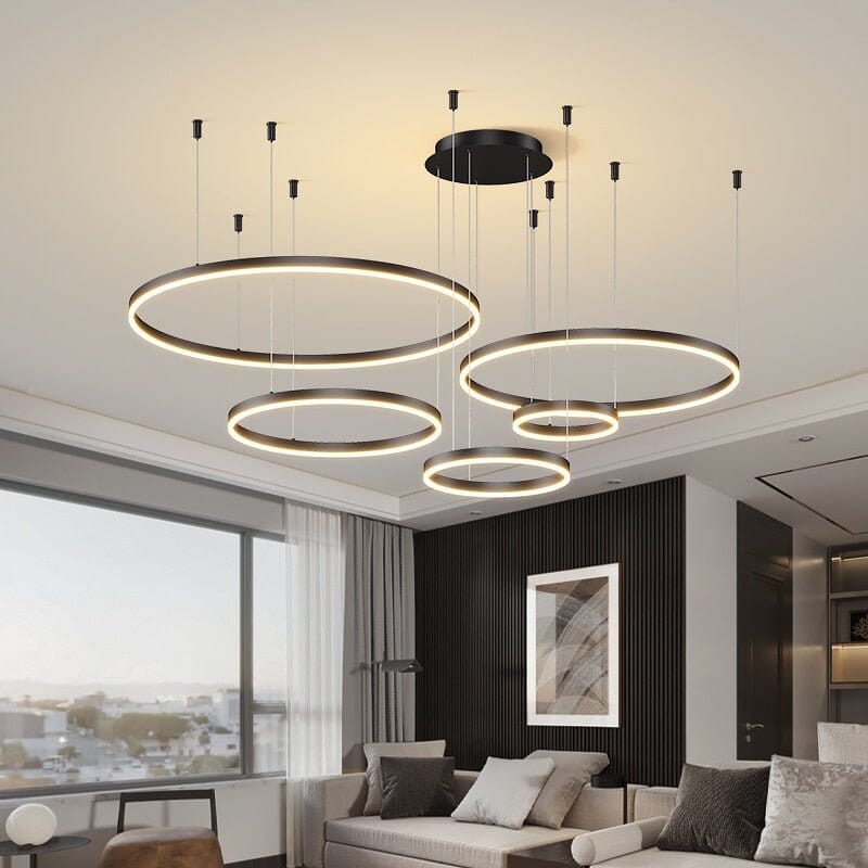 CIRCLETS (OPEN BOX) - ZENDUCE - Black / 5 Rings - 15.7" + 23.6" + 31.5" + 23.6" + 15.7"/ 40cm + 60cm + 80cm + 60cm + 40cm - 165W / Cool White - No Remote