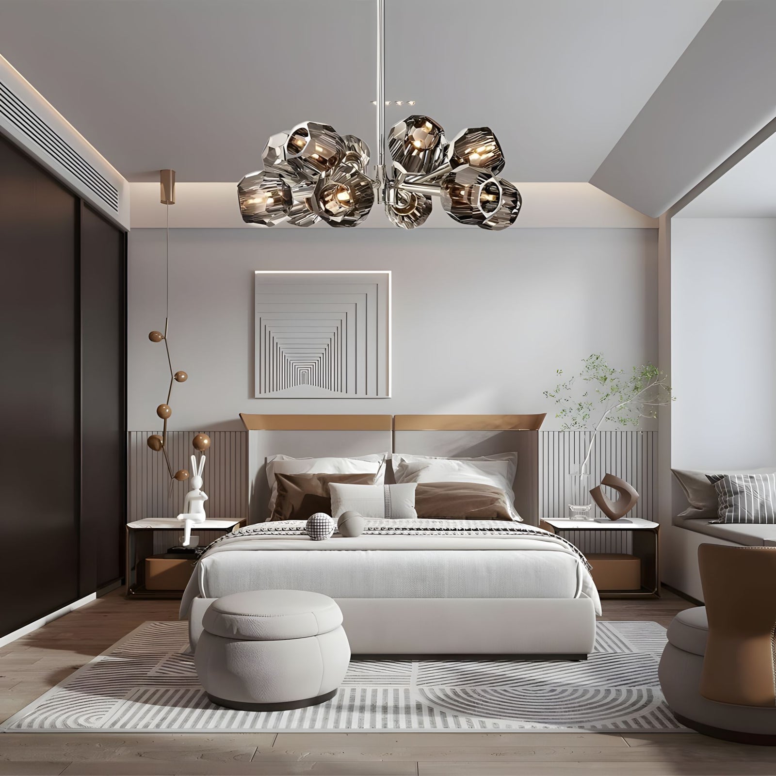 CRISTAL SCURO (Open Box)-Modern Smoked Crystal LED Chandelier-ZENDUCE