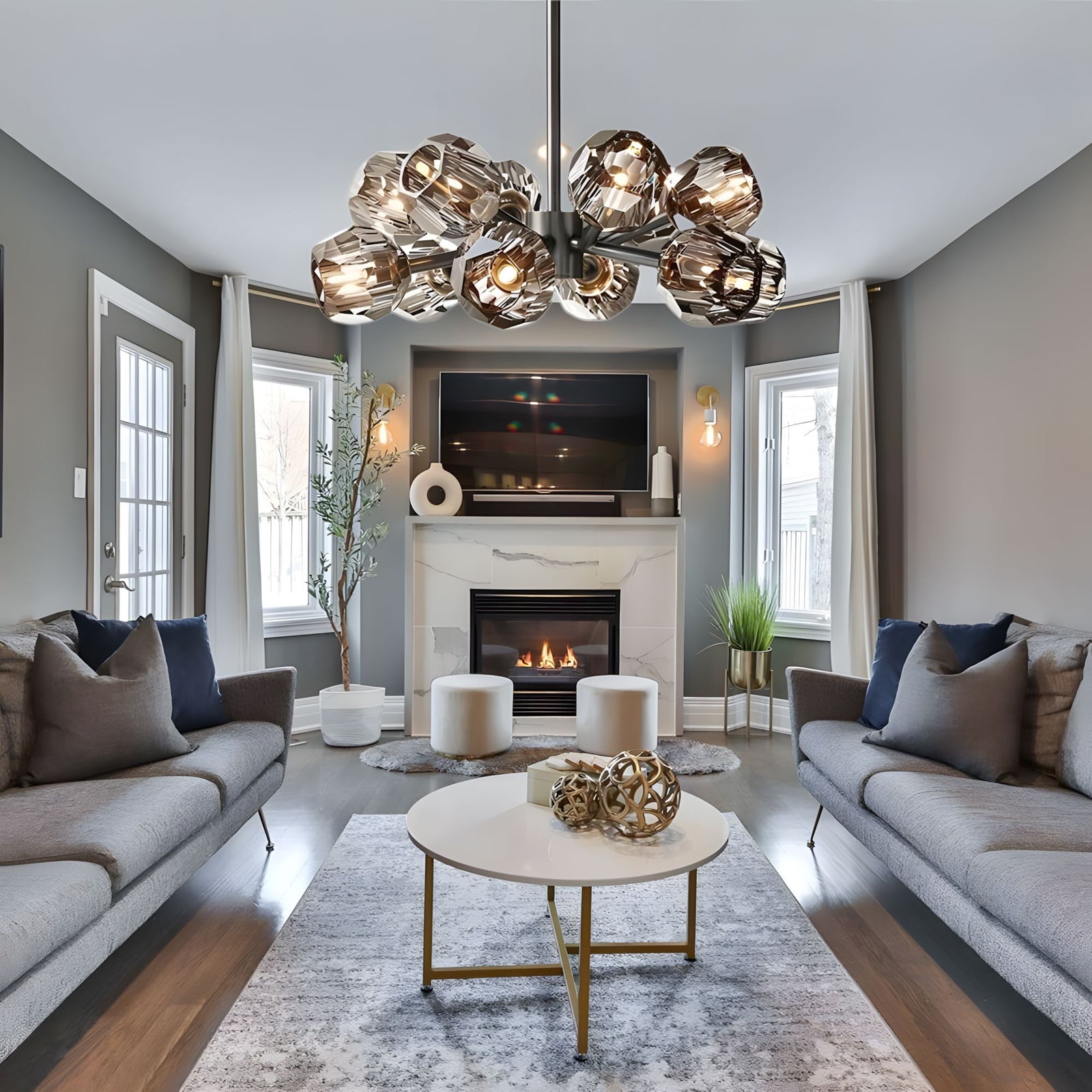 CRISTAL SCURO (Open Box)-Modern Smoked Crystal LED Chandelier-ZENDUCE