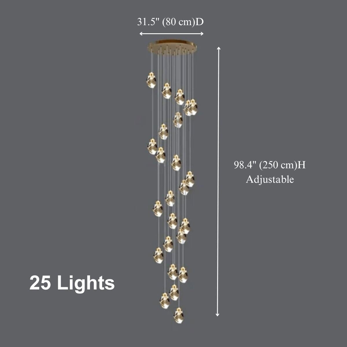 CRYSTAL ROCK (GRAND) - ZENDUCE - 3 / Cone (Inverted Pyramid) / Warm White