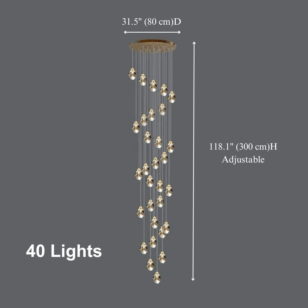 CRYSTAL ROCK (GRAND) - ZENDUCE - 40 / Cone (Inverted Pyramid) / Warm White