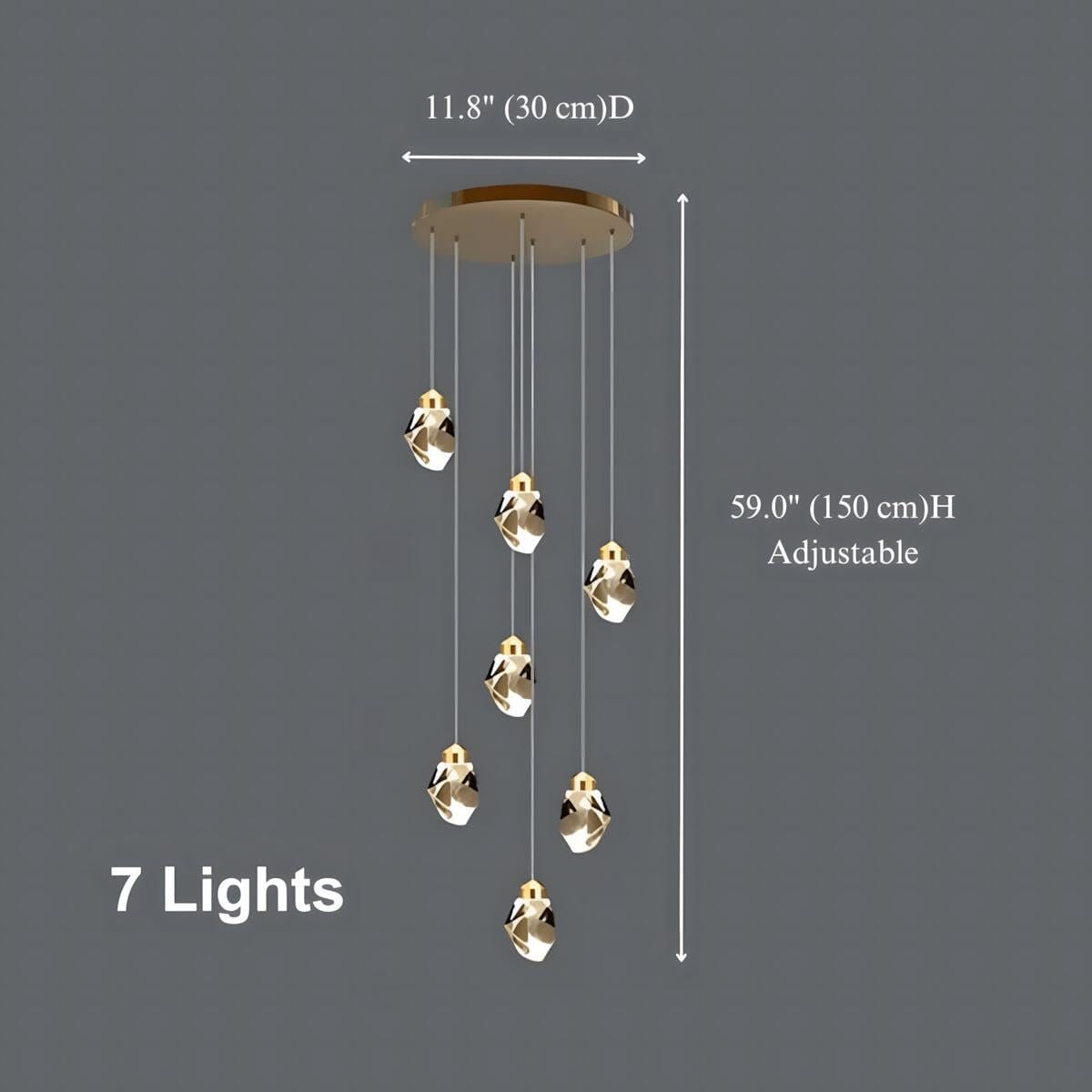 CRYSTAL ROCK (GRAND) - ZENDUCE - 7 / Cone (Inverted Pyramid) / Warm White