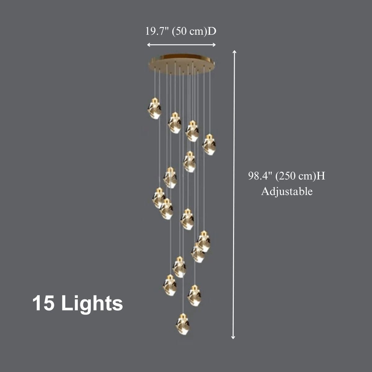 CRYSTAL ROCK (GRAND) - ZENDUCE - 15 / Cone (Inverted Pyramid) / Warm White