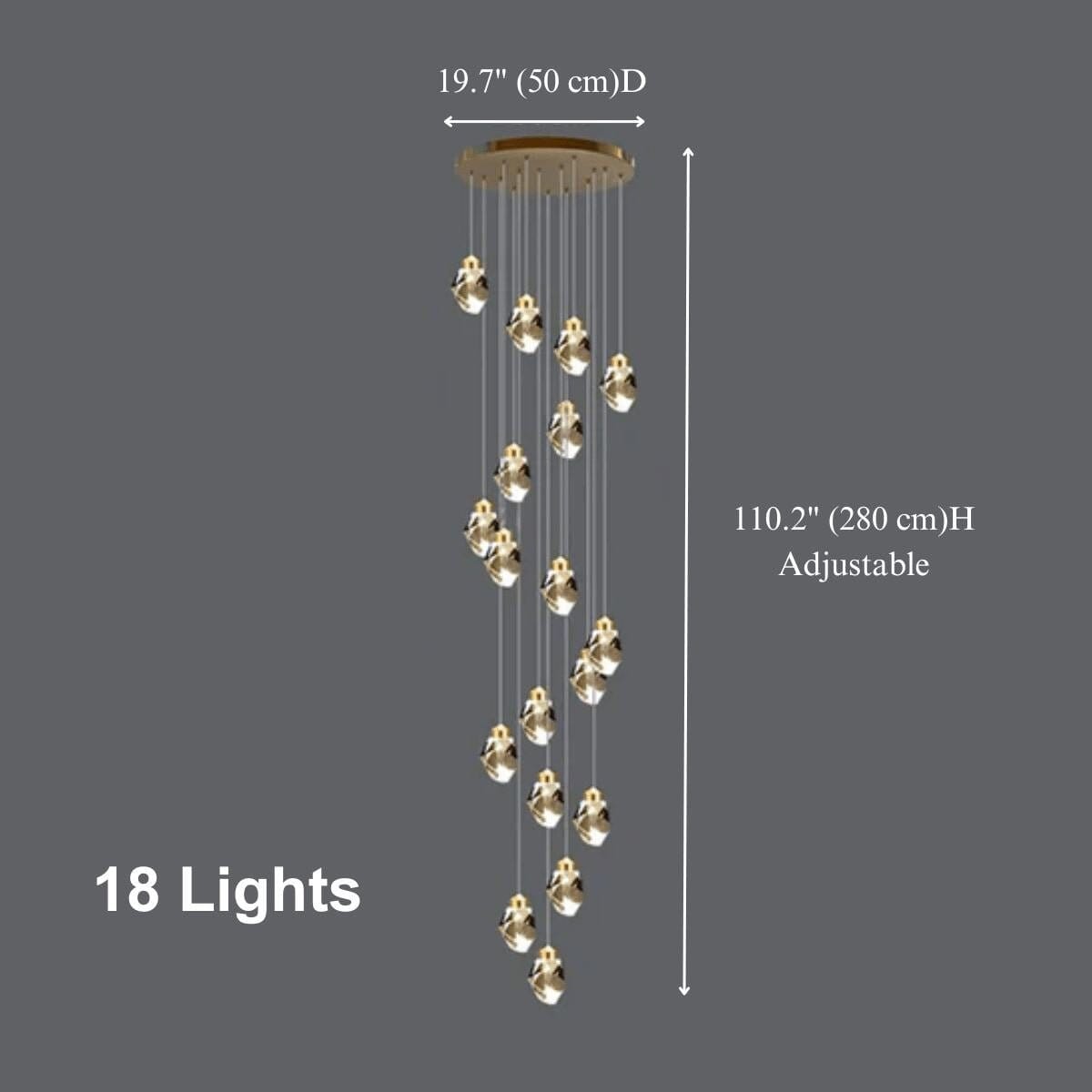 CRYSTAL ROCK (GRAND) - ZENDUCE - 18 / Cone (Inverted Pyramid) / Warm White