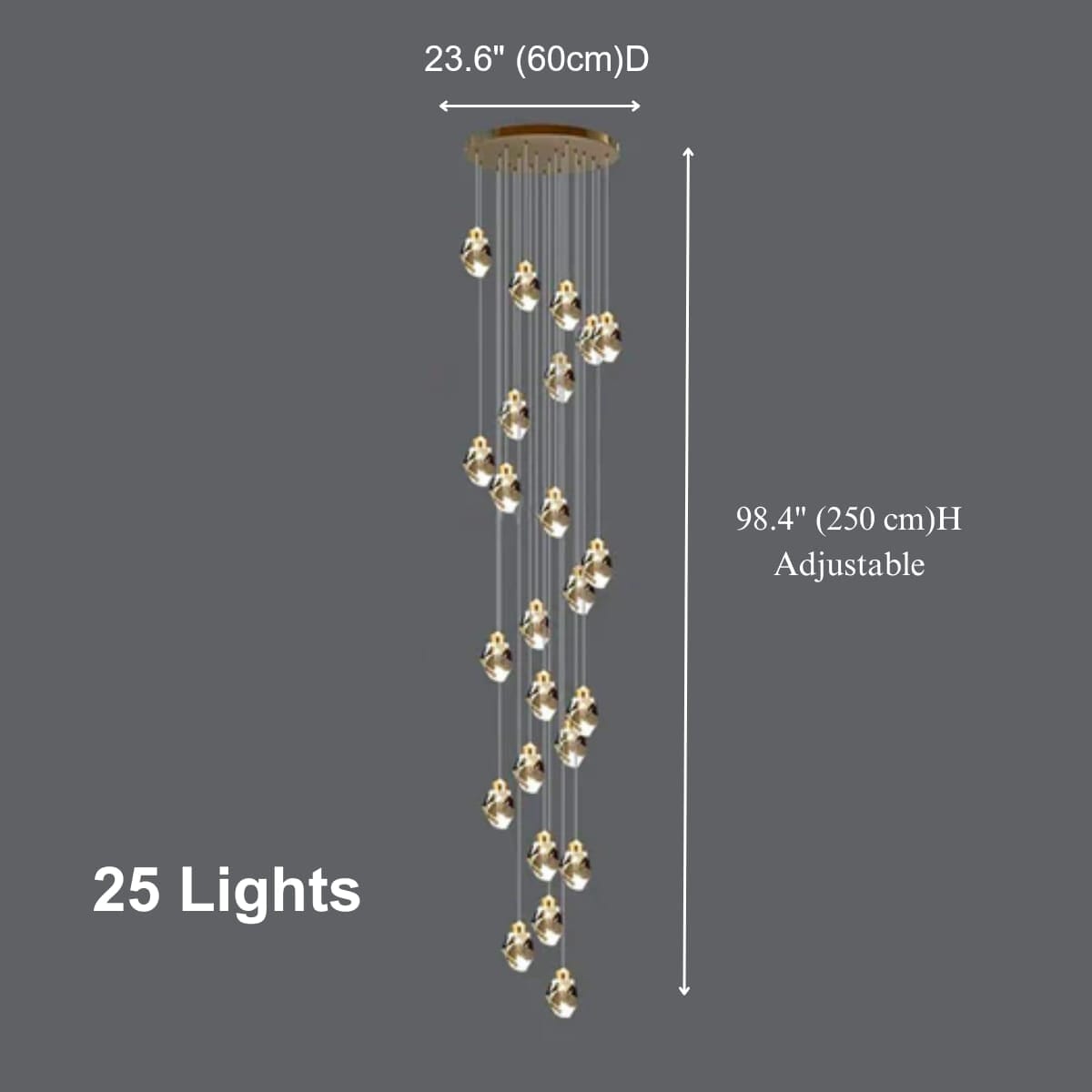 CRYSTAL ROCK (GRAND) - ZENDUCE - 25 / Cone (Inverted Pyramid) / Warm White