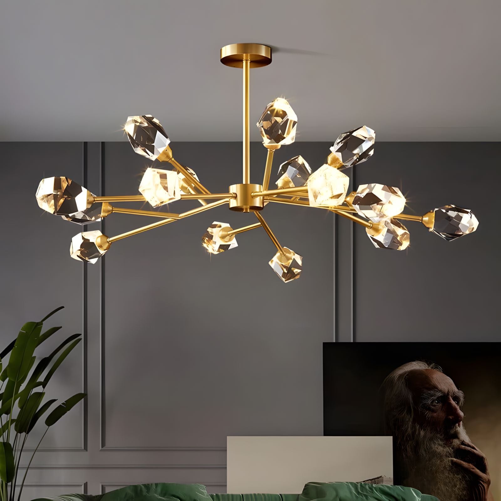 CRYSTAL ROCK (SEMI-FLUSH)-Minimalist Metal K9 Crystal Pendant-ZENDUCE