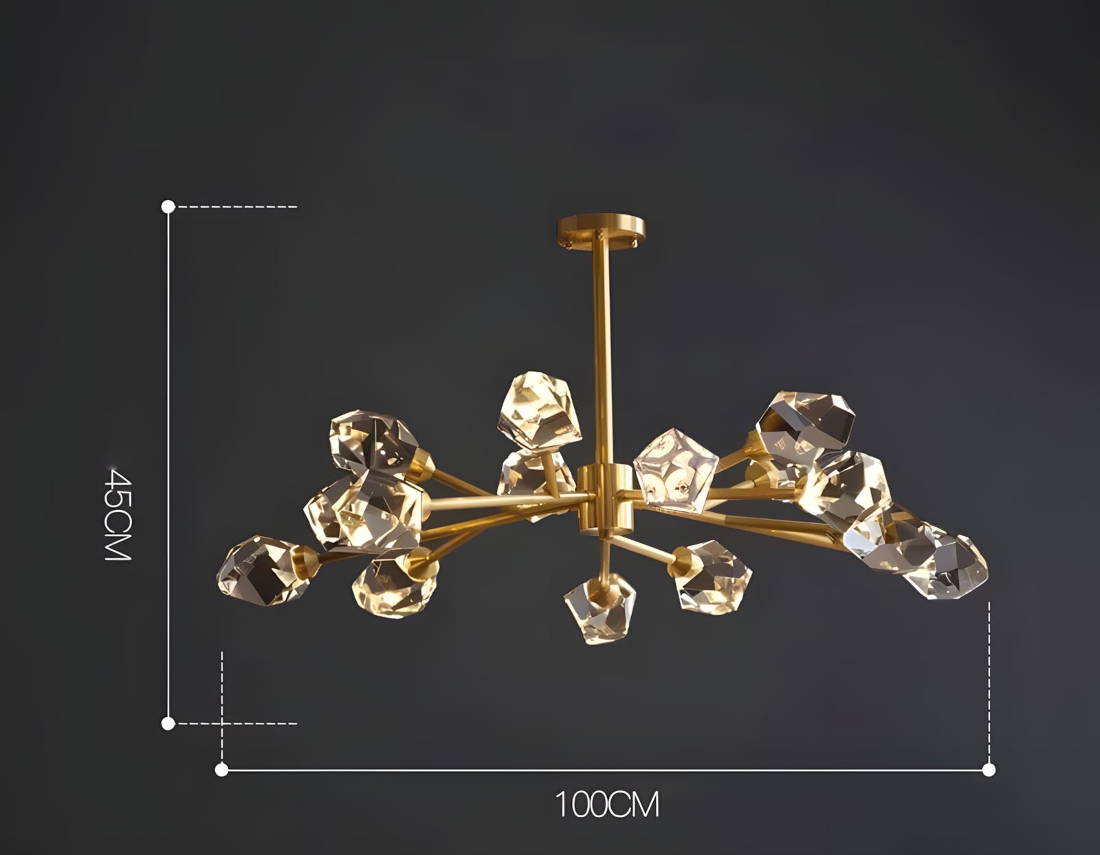CRYSTAL ROCK (SEMI-FLUSH)-Minimalist Metal K9 Crystal Pendant-ZENDUCE