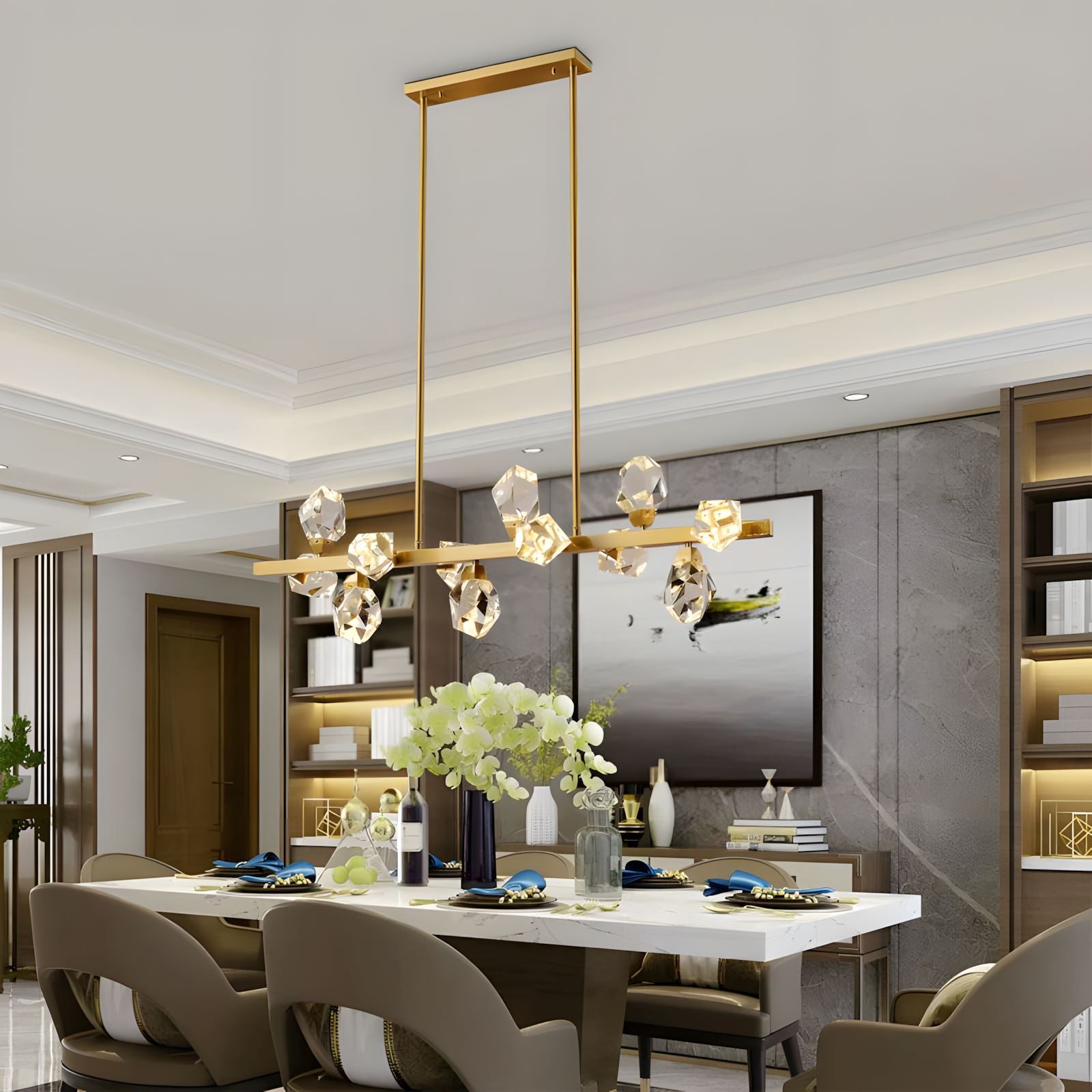 CRYSTAL ROCKS (DINING ROOM) - ZENDUCE - 37.0" - 10 Crystals / Warm White