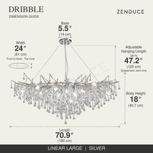 DRIBBLE linear large silver dimension guide: 70.9 in (180 cm) long, adjustable suspension